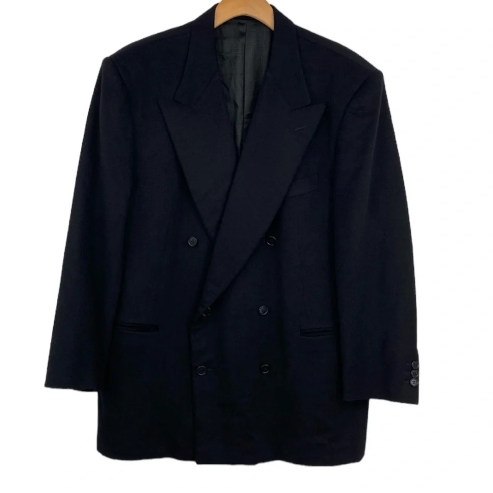 Giorgio's Palm Beach‎ Blazer Suit Jacket Men's 56 Black Loro Piana Cashmere